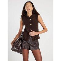 River Island Short Button Cotton Cardi - Brown