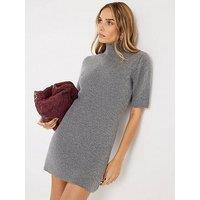 River Island Short High Neck Cosy Mini Dress - Grey