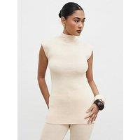 Pretty Lavish Ashlyn High Neck Knit Top - Cream