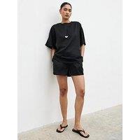 Pretty Lavish Breya Boxy Satin T-Shirt - Black