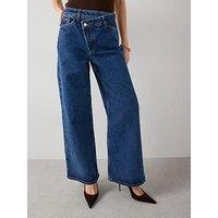The Very Collection Wrap Front Wide Leg Jeans - Dark Wash