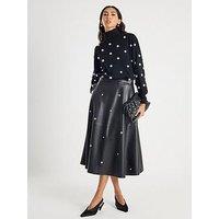 River Island Faux Leather Studded A Line Midi Skirt - Black