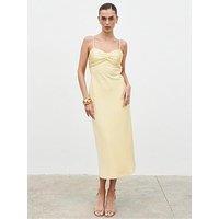 Pretty Lavish Katelynn Frill Jacquard Maxi Dress - Yellow Ochre