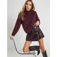 River Island Vinyl Asymmetric Trim Pu Skort - Red