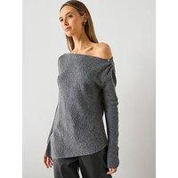Mango Asymmetrical Sweater With Metallic Detail - Grey