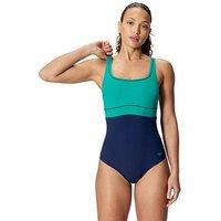 Speedo Womens Solid Contour Eclipse One Piece - Blue
