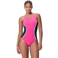 Speedo Womens Solid Splice Medalist One Piece - Pink