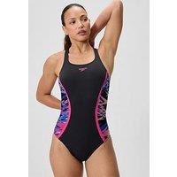 Speedo Womens Hyperboom Splice Muscleback One Piece - Dark Grey