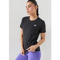 New Balance Womens Training Sport Essentials Heathertech T-Shirt - Black