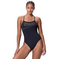 Speedo Womens Endurance Logo Thin Strap One Piece - Dark Grey