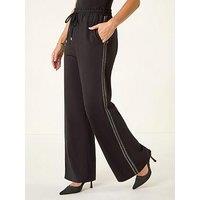 Roman Petite Drawstring Side Stripe Trousers - Black