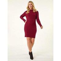 Roman Petite Pearl Knitted Midi Dress - Wine