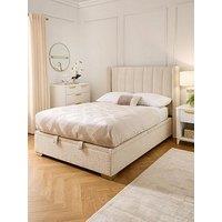 The Very Collection New Dakota Boucle Lift Up Ottoman Bed With Mattress Options (Buy & Save!) - Natural - Bed Frame Only