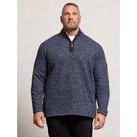 Badrhino Sherpa Lined 1/2 Zip Sweat - Blue