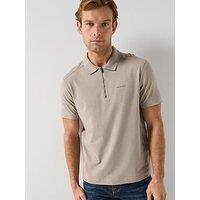 Belstaff Alloy Small Linear Logo Short Sleeve Polo Shirt - Dark Beige