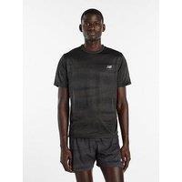 New Balance Mens Running Athletics Printed T-Shirt - Black