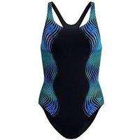 Speedo Womens Print Medalist One Piece - Dark Grey