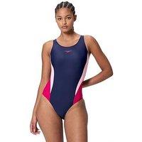 Speedo Womens Colorblock Splice 2.0 One Piece - Blue