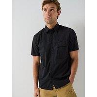 Belstaff Scale Garment Dye Short Sleeve Shirt - Black
