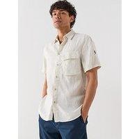 Belstaff Scale Garment Dye Linen Short Sleeve Shirt - Natural