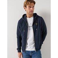 Belstaff Left Chest Patch Full Zip Hoodie - Navy