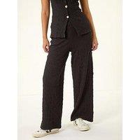 Roman Dusk Textured Wide Leg Stretch Trouser - Black