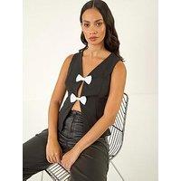 Roman Dusk Bow Detail Waistcoat - Black