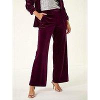 Roman Dusk Velvet Full Length Trousers - Burgundy