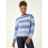 Roman Space Dye Stripe Knit Jumper - Blue