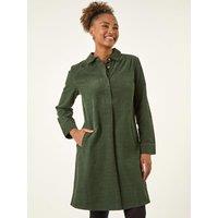 Roman Corduroy Tunic Shirt Dress - Green