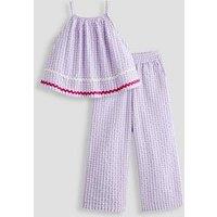 The Very Collection Girls Gingham Woven Halter Top And Frill Trousers - Purple