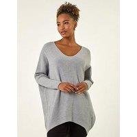 Roman Animal Print Eyelet Back Knit Jumper - Light Grey