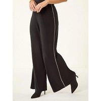 Roman Petite Side Trim Wide Leg Trouser - Black