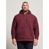 Badrhino Button Neck Borg Hoodie - Red