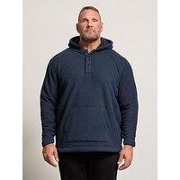 Badrhino Button Neck Borg Hoodie - Blue