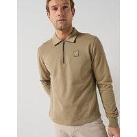 Belstaff Curator Collared 1/4 Zip Sweatshirt - Light Khaki