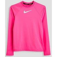 Nike Girls Swim Long Sleeve Hydroguard T Shirt- Pink