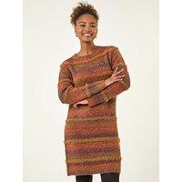 Roman Stripe Knit Jumper Dress - Chocolate