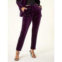 Roman Dusk Velvet Cigarette Stretch Trouser - Purple