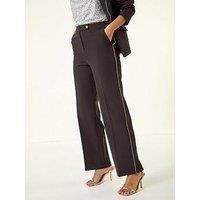 Roman Dusk Diamante Trim Tailored Trousers - Black