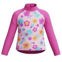 Speedo Girls Long Sleeve Print Rash Guard - Pink