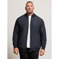Badrhino Diamond Quilted Fleece Zip Up - Blue
