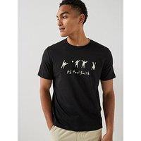 Ps Paul Smith Regular Fit Vollyball Graphic T-Shirt - Black