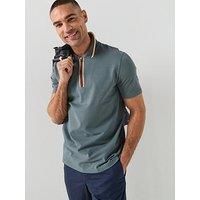 Ps Paul Smith Regular Fit Zip Zip Placket Polo Shirt - Grey