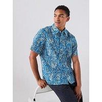 Ps Paul Smith Regular Floral Short Sleeve Shirts - Blue
