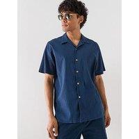 Ps Paul Smith Casual Fit Cuban Collar Short Sleeve Shirt - Navy