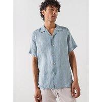 Ps Paul Smith Casual Fit Short Sleeve Floral Print Shirt - Light Blue