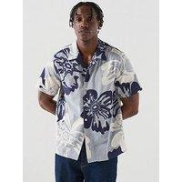 Ps Paul Smith Casual Fit Short Sleeve Floral Print Shirt - Blue