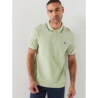 Ps Paul Smith Regular Fit Zebra Tipped Short Sleeve Polo Shirt - Light Green