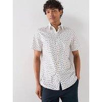 Ps Paul Smith Tailored Fit All Over Micro Printed Shirt - White